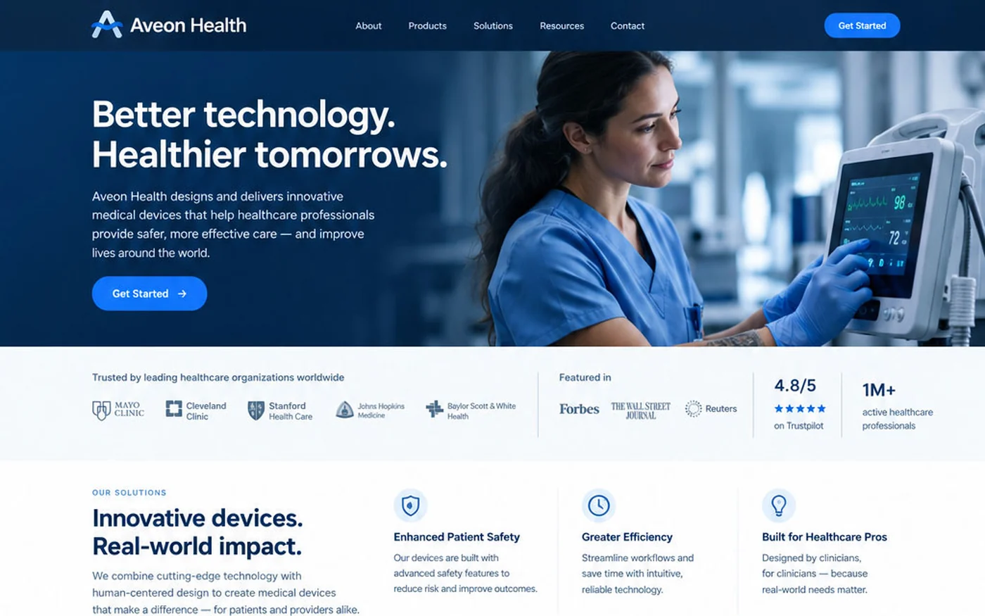 Aveon Health homepage design