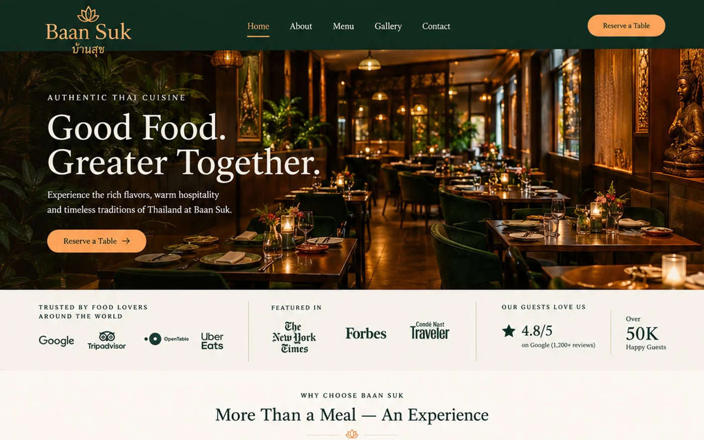Baan Suk homepage design