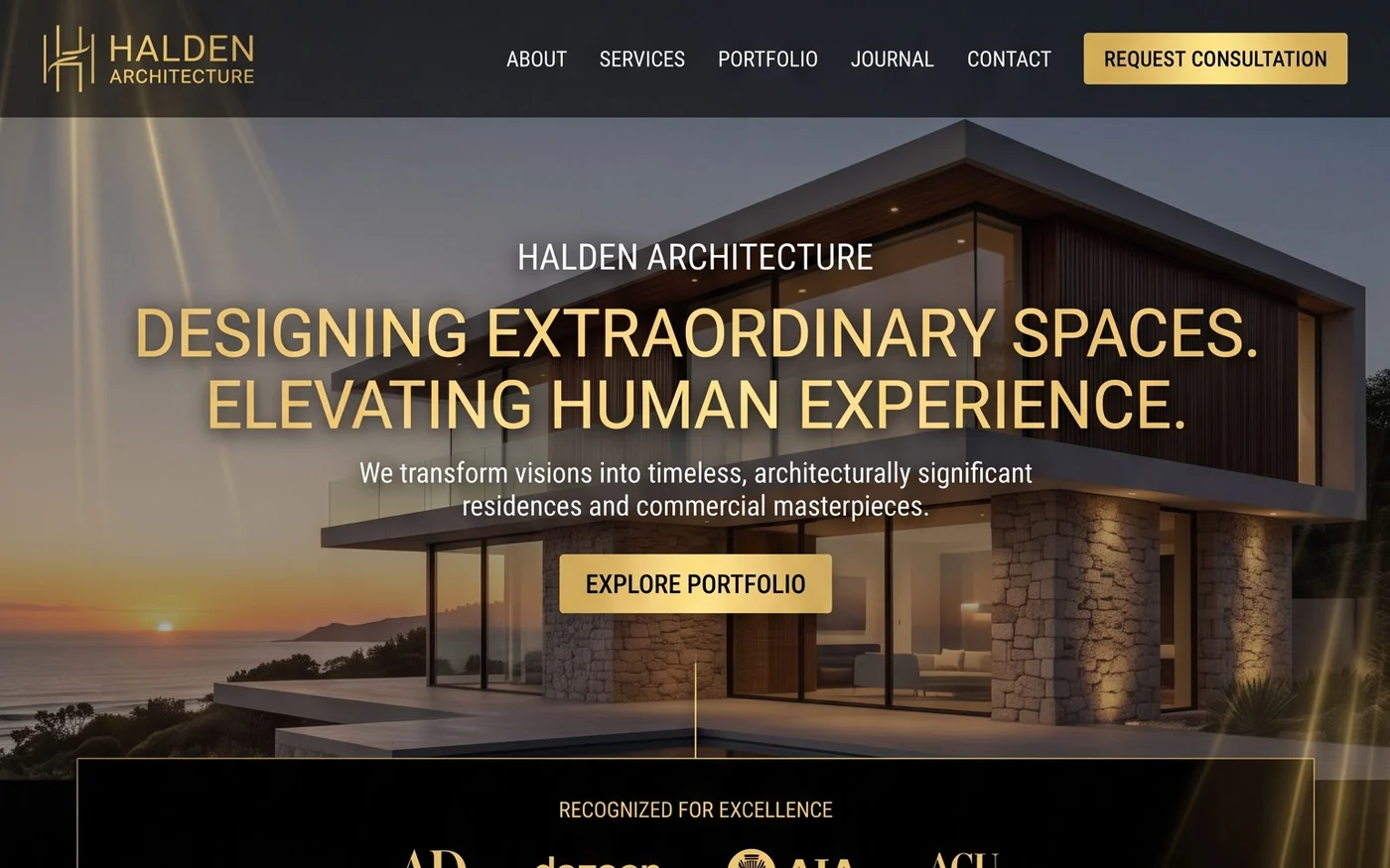 Halden Architecture homepage design