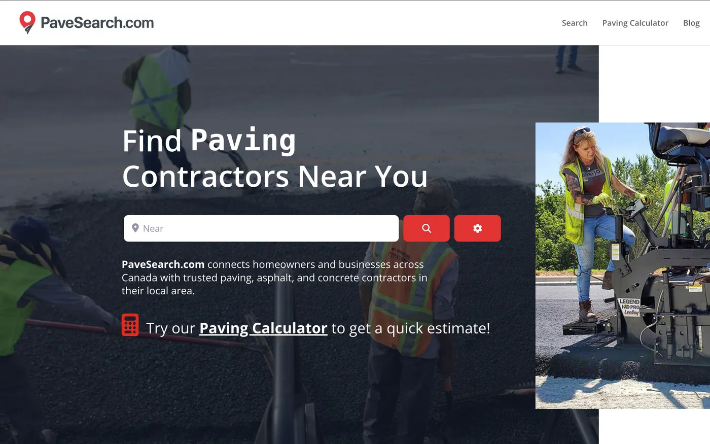 PaveSearch homepage