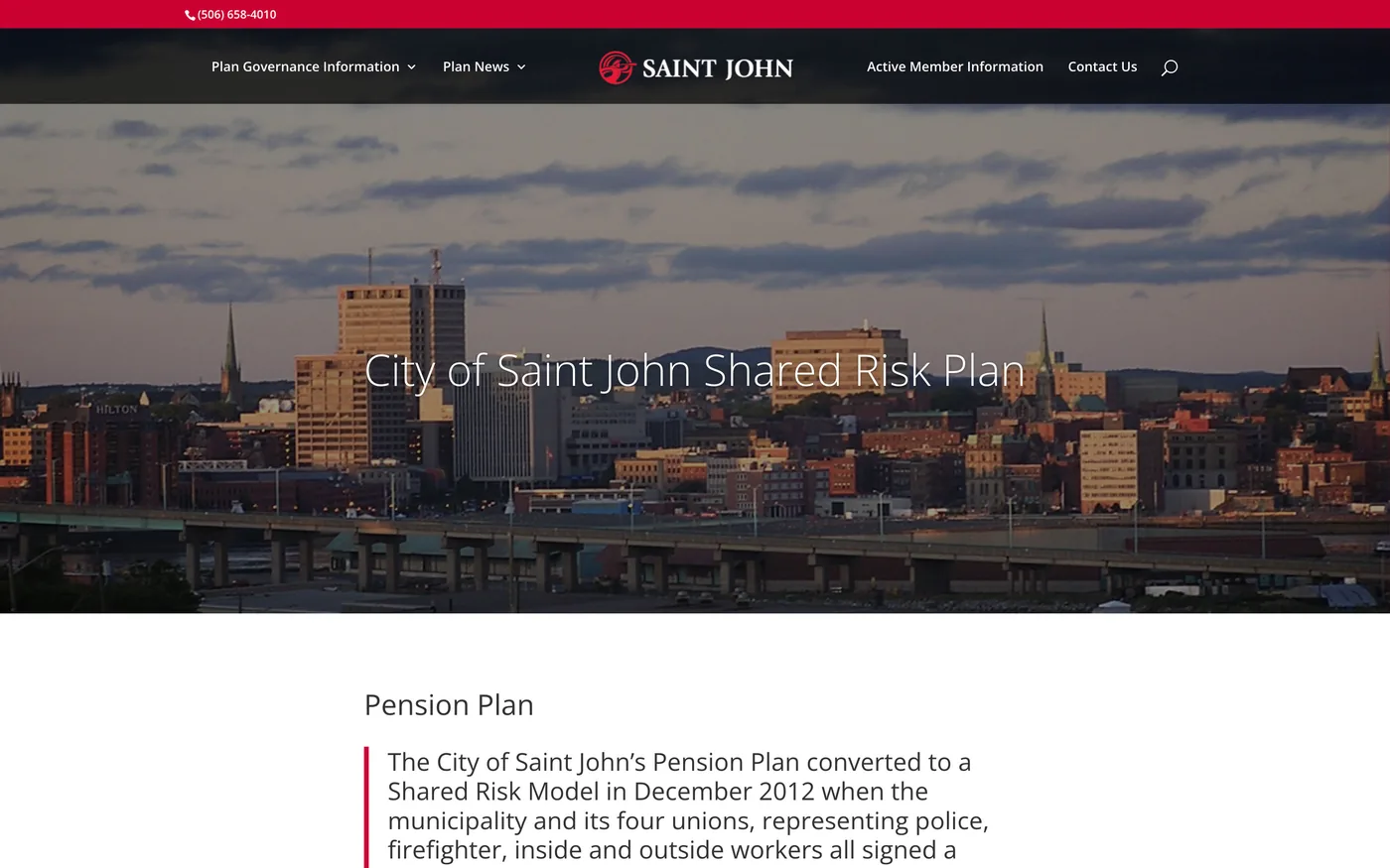 Saint John Shared Risk Plan homepage